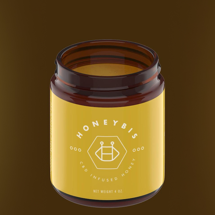A 3D model of a bottle of honey that is featured on a website I made at honeybis.com